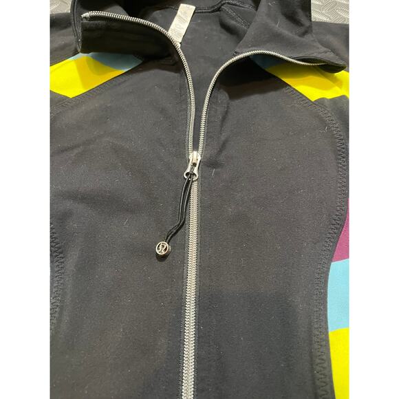 Lululemon Black Multicolor Asana Jacket Y2K Color Block Womens Size 12 - Picture 4 of 9